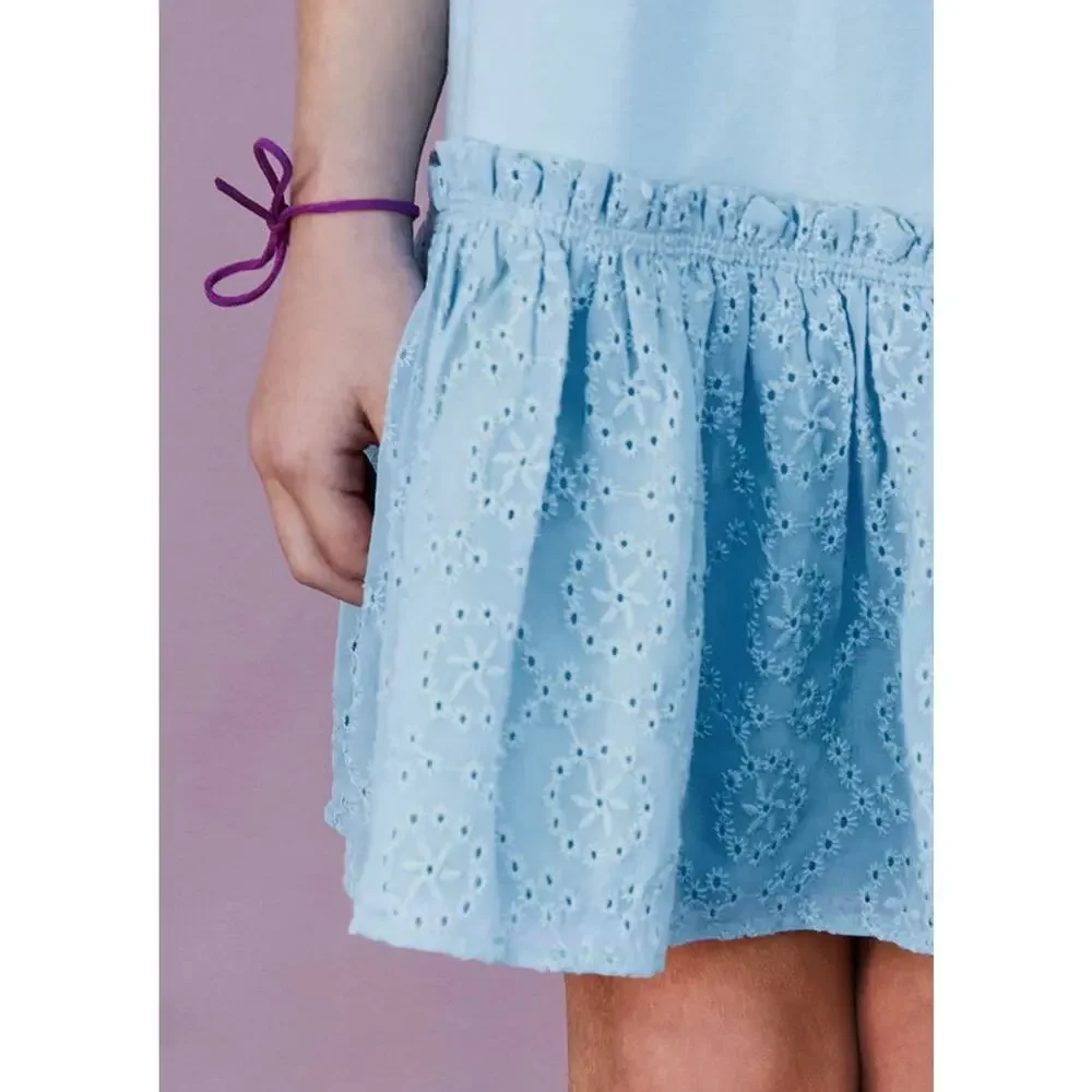 Matilda Jane Oh Joy Dress Girls Size 6 NWT Dream Chasers Blue Eyelet Ruffle